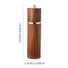 1PC/3PCS Line Pattern Rosewood Pepper Mill, Manual Wooden Grinder With Ceramic Core For Black Pepper, Seasoning Bottle For Home Use - Multicolor - View 2