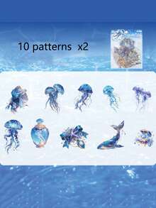 1 Pack 20pcs PET Shell Glossy Jellyfish Goldfish Pearl Wish Bottle Pattern Decorative Planner Stickers - DT1815 - View 16