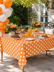1 Stück rechteckige rosa-weiße Polka-Dot Tischdecke, süße klassische Retro-Dekoration, knitter- und verblassungsbeständig, wiederverwendbar, eleganter Tischschutz für Geburtstag, Bankett, Hochzeit, Brautparty, Picknick, Feiertage, Innen- und Außenbereich, Party-Essensdekoration - Verschiedenfarbig - Übersicht 23