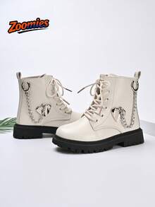 2026 New Cute Fashion Boots For Girls, All-Season Low-Top Boots, Heart Chain Decoration, Academy Style Outdoor Fashion Boots, Simple Versatile Comfortable Non-Slip Wear-Resistant - White - View 6
