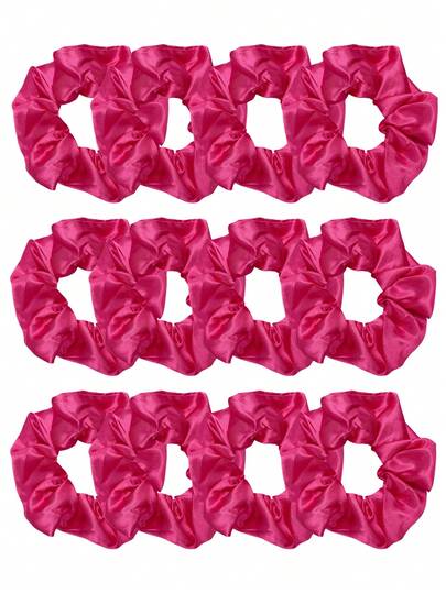 3/12pcs Black Satin Scrunchies Set, Minimalist Design, High Elasticity, Non-Damaging Hair Ties, Essential For Daily Wear