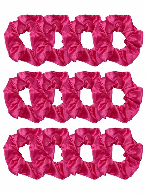 3/12pcs Black Satin Scrunchies Set, Minimalist Design, High Elasticity, Non-Damaging Hair Ties, Essential Daily Outfit Accessory