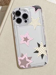Coque transparente imprimée avec motif dalmatien rose noir à pois et étoiles, compatible avec iPhone 13 15 16 17pro 17 14 17 17pro Max & compatible avec Samsung Galaxy/A54 A14 A15 S23 S24 S24ultra S25 A07 A17 S26 A57 - Multicolore - Voir 3