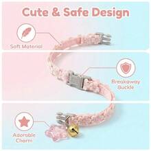1 Pc Adjustable Pet Collar With Star Ornaments And Bells, Suitable For Cats And Small Dogs With Floral Decorations - Multicolor - View 8