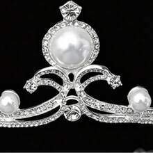 1 buah Aksesori Rambut Mahkota Pengantin Kristal Elegan, Mahkota Pengantin Mutiara Imitasi Cocok untuk Pernikahan, Pesta, Ulang Tahun - MultiWarna - View 4