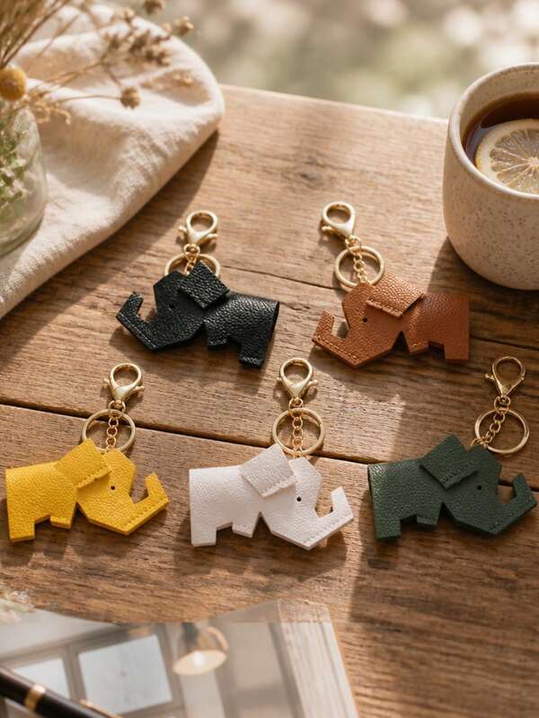 1pc Elephant Leather Keychain, Collectible Pendant Decoration, Party Gift Christmas Thanksgiving Holiday Gift, Cute Animal Theme Pendant Suitable For Keys, Backpacks And Collection Display