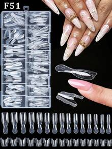 Multi-Size Reusable Clear Sandwich Nail Extension Molds, Dual Form Top & Bottom Mold Set, Create Perfect Almond & Coffin Nails, Professional Nail Art Supplies For Beginners - Multicolor - View 3