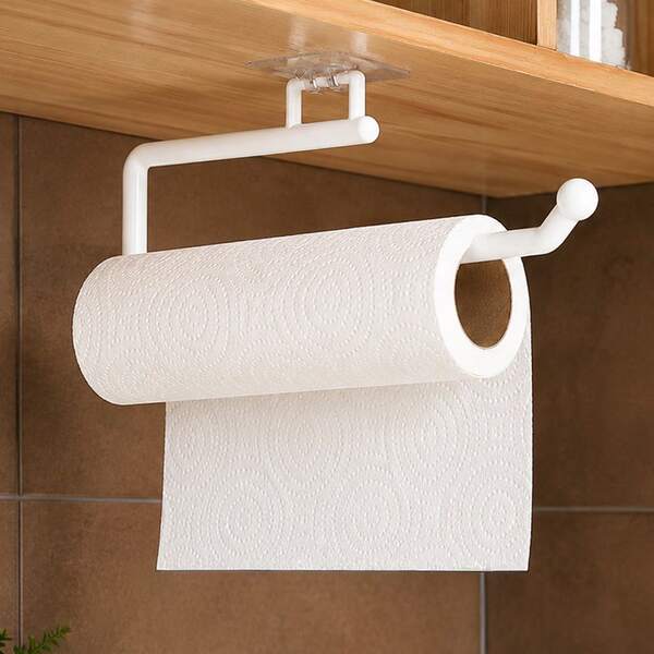 Suporte Porta Papel Toalha Guardanapo Adesivo Gancho AutoColante Sem Furar Multiuso Cozinha Banheiro