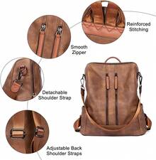 CLUCI Bolsa de cuero para mujeres Convertible Grande Caminata larga Damas Diseñador Moda Casualmente College Bolsa de hombro - 0-2 Marrón bicolor - Ver 6