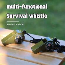 1pc 3-In-1 Emergency Survival Whistle With Compass And Thermometer - Perfect For Camping, Hiking, Outdoor Adventures, Referees And Cheerleaders, Rope Emergency Whistle, Plastic Whistle, Produces Clear And Loud Sound, Very Suitable For Teachers, Lifeguards, Outdoor Fishing, Camping, Hiking, Hunting, Rescue, Party Gifts, Referees And Official Use In Football And Basketball Games - Multicolor - View 1