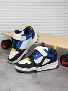 1 Pair Kids Mid-Top Sports Sneakers, Casual Running Shoes For Indoor And Outdoor, Lightweight Breathable Comfortable Fashion College Style, Colorblock Shoes For Boys And Girls - Blue - View 2