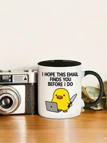 1pc I Hope This Email Finds You Before I Do Duck 11oz Mug Cup,Reusable,Funny Joke Rude Birthday Christmas Grumpy Sarcastic Boss Manager Teacher Doctor,Birthday,Holiday,Christmas,Suitable For Hot Or Cold Drinks,Thanksgiving Gift,Party, Back To School - Multicolor - View 4