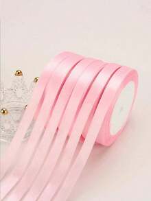 24mm 1 Roll Mother's Day Valentine's Day Wedding Handmade Cake Gift Wrapping Ribbon, White Floral Bouquet Packaging Bow, Holiday Party Atmosphere Decoration Ribbon - Pink - View 2