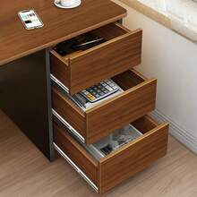 120CM Escritorio de Oficina Minimalista, Espacioso Escritorio para Computadora con 3 Cajones, Escritorio Minimalista con Patas de Mesa Reforzadas, Ideal para Estudio,Juegos y Trabajo (Marrón) - Marrón - Ver 7