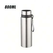 Termo de 1L de gran capacidad, de acero inoxidable aislado para bebidas calientes y frías, para uso al aire libre, oficina y hogar, vaso aislado al vacío, de vuelta al colegio' - 800 ml de plata - Ver 2