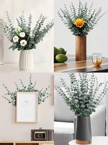 5pcs/Pack - Artificial Eucalyptus Leaves, Green Stems, Realistic Touch, Suitable For Wedding Vase Decoration, Home Greenery And Artificial Flower Arrangement, Artificial Plants, Autumn Decoration, Room, Tabletop, Garden Decoration, Indoor Decor, Valentine's Day Gift, Birthday, Graduation, Back To School Home Decor, Learning Supplies - 5-piece green - View 2