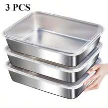 Stainless Steel Food Storage Container Set With Clear Lids, Ideal For Storing Meat, Fruits, And Vegetables-Perfect For Camping, Outdoor Activities, And Home Use; Stackable Kitchen Storage Containers. Halloween, Mother's Day - Multicolor - View 13