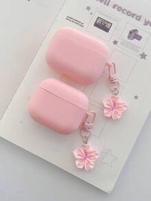 1pc Pink TPU Matte Bluetooth Earphone Protective Case With Sakura Charm, Cute Sakura Design, Compatible ForAirPods Pro 3, Pro (2nd Gen), 3, Pro, 4 Case Cover, Suitable For Daily Use, Spring, Mother's Day, Birthday, Graduation Season, Quick Ship - Pink - View 3