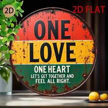2D Flat - 2D Flat Round Rusty Metal Sign, Vintage Reggae Theme Wall Art With Inspirational Quote, Suitable For Home Bar Or Leisure Area - A - View 6