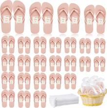 Unittype - 48 pares de chanclas a granel para invitados de boda, hotel, con tarjetas de tamaño y bolsas para boda, playa y piscina - Blanco, verde claro - Ver 1