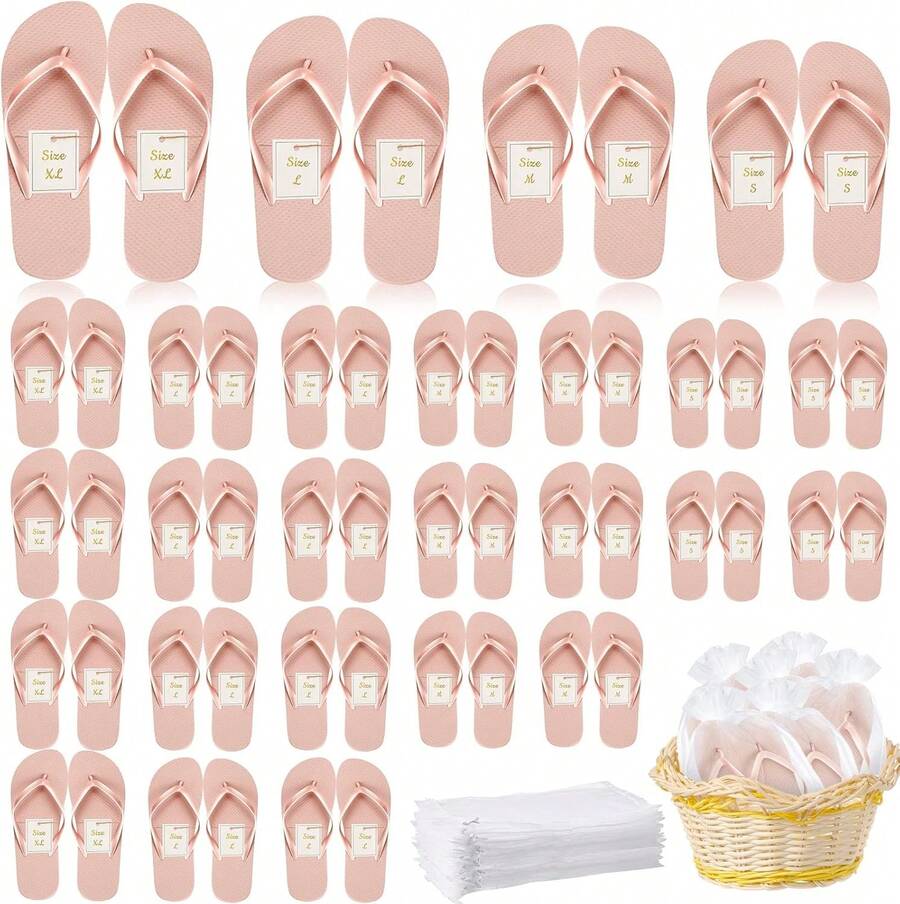 Unittype - 48 pares de chanclas a granel para invitados de boda, hotel, con tarjetas de tamaño y bolsas para boda, playa y piscina - Blanco, verde claro - Ver 1