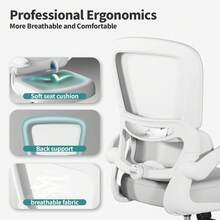 TRALT Sillas de Escritorio - Silla Ergonomica Escritorio - Sillas Ejecutiva para Escritorio con Soporte Lumbar - Silla Ergonomica de 330 Libras - Silla de Oficina Gamer para Casa (Azul Profundo) - Blanco Nube - Ver 4