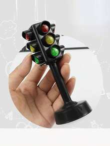 1/2/4/6pcs Simulated Traffic Light Mini Ornament, Double-Sided Road Sign Pedestrian Crossing Signal Light Car Decoration Accessory, With Base, No Electricity Required, Creative Novelty Toy Suitable For Christmas, Halloween, New Year Home Decor - Multicolor - View 1