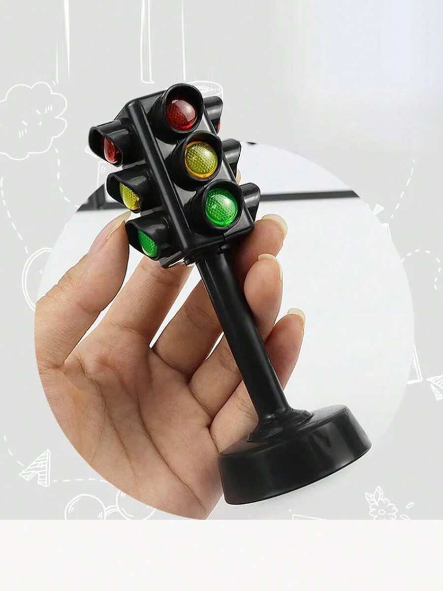 1/2/4/6pcs Simulated Traffic Light Mini Ornament, Double-Sided Road Sign Pedestrian Crossing Signal Light Car Decoration Accessory, With Base, No Electricity Required, Creative Novelty Toy Suitable For Christmas, Halloween, New Year Home Decor - Multicolor - View 1