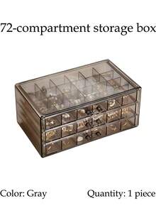 1pc Multi-Layer Transparent Acrylic Jewelry Box, Large Capacity 72-Grid Portable Jewelry Storage Box, Can Store Necklaces, Earrings, Bracelets, Ideal Gift For Girlfriend, Mother And Loved Ones - Multicolor - View 10