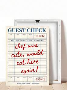 1pc"Chef Was Cute Would Eat Here Again"Wall Art Print Kitchen Canvas Poster, Minimal Kitchen Poster, Chef Wall Art Print, Restaurant Art, Guest Check Funny Espresso Martini, Preppy Poster Apartment Bar Cart Decor,Wall ArtFramed/Unframe - 1pc - View 20