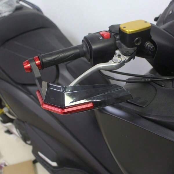 Protector de manillar de motocicleta universal, placa protectora de agarre de manillar, aleación de aluminio + plástico ABS, protector de mano de motocicleta, deflector de viento con forma de cuerno de toro, cubierta protectora de viento decorativa, protector de mano de motocicleta modificado, aleación de aluminio, motocicleta eléctrica universal