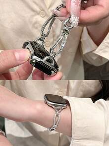 1件裝女款銀色優雅水鑽U型手鍊錶帶，適用於Redmi Watch 3 Active/ Watch 4/ Watch 5Active/5Lite/Watch 6Active/6lite/6 - 銀色[小D] - 查看 10