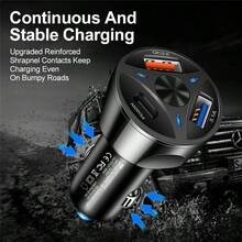 Carregador Veicular Turbo USB 3.0 USB-c USB 3.1A Carregamento Rapido 55w-Inclui cabo de carregamento - carregador + cabo de usb-c - Visão 8