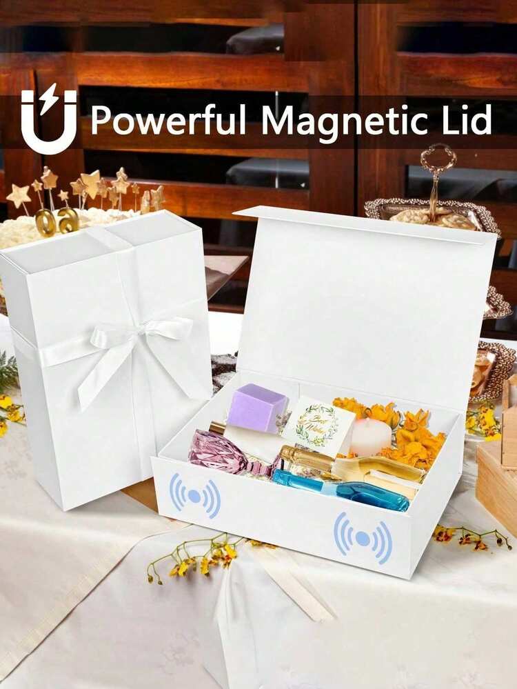 Luxury Gift Box, Foldable, Magnetic Closure, Ribbon Decoration, High-End Gift Box Set, Universal Gift Box, Suitable For Family And Friends, Groomsmen Invitation Box, Wedding, Christmas, Halloween, Saudi National Day Packaging Box, DIY Assembly (Includes Ribbon) - Multiple Styles - View 8