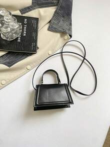 Mini Small Solid Color Ruffle Flap Crossbody Handbag For Women - Black - View 5