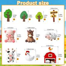 10 piezas Decoraciones para pastel con tema de animales de granja, incluye vaca, pollito y granero, suministros para fiesta de cumpleaños con tema de granja, decoraciones para baby shower, accesorios de repostería, decoraciones de pastel duraderas, suministros para fiestas, suministros para celebración de cumpleaños, accesorios universales para pasteles de fiesta - multicolor - Ver 7
