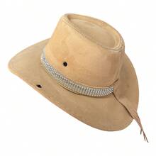 Customized Suede Cowboy Hat With A Sparkly Band. - Beige - View 2
