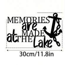 1件金屬黑色閩南風錨形牆飾，鄉村鐵製航海裝飾，附「Lake Memories」標語，耐候戶外室內花園陽台牆面雕塑，海岸風居家裝飾 - 均碼 - 查看 13