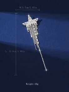1pc Star-Shaped Rhinestone Brooch, Sparkling Zirconia Crystal Tassel Pin For Suit, Coat, Sweater, Clothing Accessory - XZ02 - Star Tassel Brooch - View 3