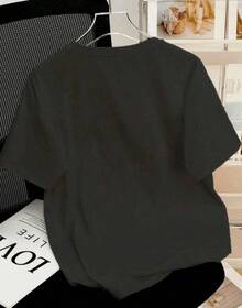 Maternidad 1 pieza Camiseta con estampado de corazón y letra amamantamiento,Oversized, Custom T-shirt, Algodón, Streetwear, Mexico 2026, Graphic Tee, S-XXXL,playera,Oversized, Custom T - Negro - Ver 10