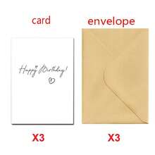 3 Cards + 3 Envelopes - "Happy Birthday" Greeting Cards, Birthday Blessing Cards - HK3014 - View 4