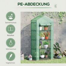 Aluminium Greenhouse 70x50x160cm With 4 Plant Shelves, Green Cold Frame, Ideal For Gardening Enthusiasts - Dark Green - View 5