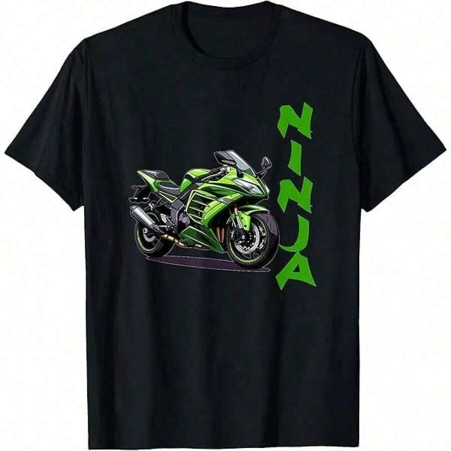 Men's Short-Sleeved Printed T-Shirts, Men's Plus-Size Cotton Clothing, Kawasaki K Logo T-Shirts, Men's Motorcycle Print T-Shirts - 酒紅色 - 查看 1