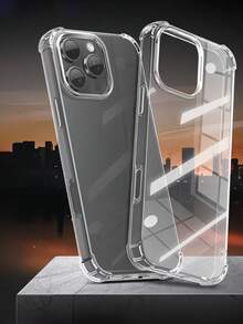 1pc Ultra Clear Crystal Soft Phone Case, Thin Flexible Shockproof Anti-Yellowing Transparent Protective Cover Compatible With Apple 18/18 Pro/18 Pro Max/17 Pro Max/17/16/15/14/13/12/11 Pro Plus Series - Clear - View 1