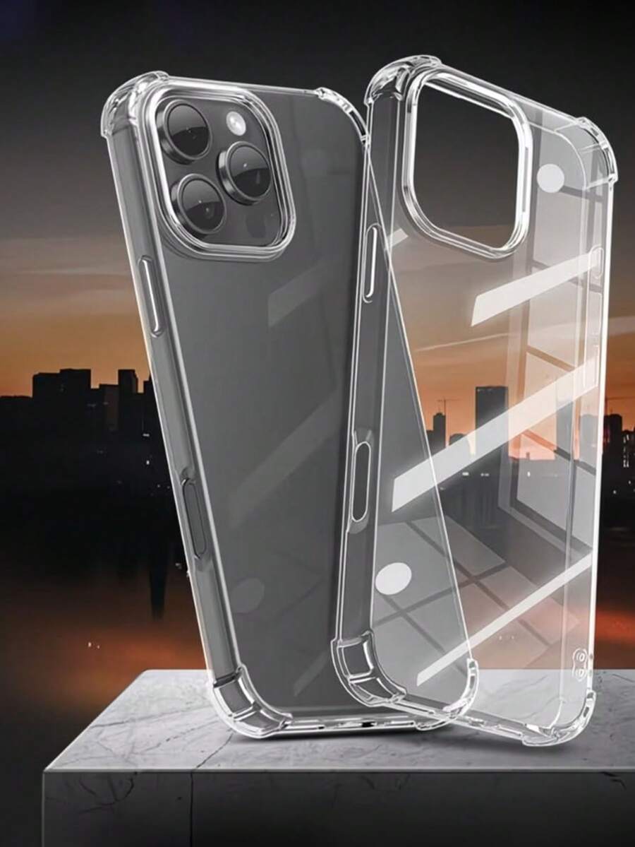 1pc Ultra Clear Crystal Soft Phone Case, Thin Flexible Shockproof Anti-Yellowing Transparent Protective Cover Compatible With Apple 18/18 Pro/18 Pro Max/17 Pro Max/17/16/15/14/13/12/11 Pro Plus Series - Clear - View 1