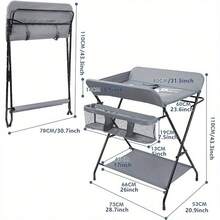 Folding Table With Storage Organizer - Gray - View 4