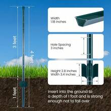 Minifactory Metal Fence Posts 4FT & 5FT, Pack Of 10,No Dig Steel Garden U Posts With Green Rust-Resistant Coating For Wire Fencing, Chicken Wire & Yard Borders - 4FT - View 3
