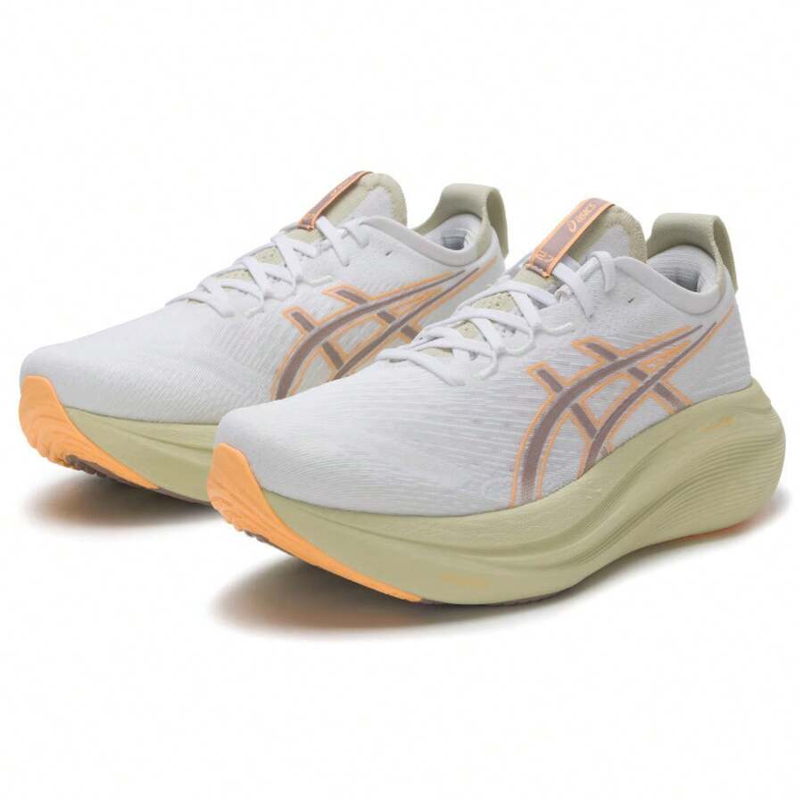 أحذية الجري الرياضية الكاجوال خفيفة الوزن وقابلة للتنفس من شبكة ASICS GEL-NIMBUS 27 للرجال - أبيض (مقاسه صغير، اطلب مقاسًا أكبر) - مشاهدة 1