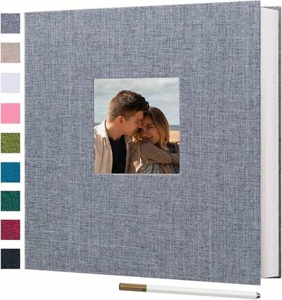 Large Photo Album Self Adhesive 3x5 4x6 5x7 8x10 Pictures Linen Scrapbook Album 40 Blank Pages With A Metallic Pen 3Z4N