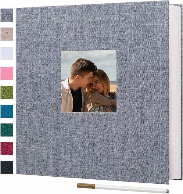 Large Photo Album Self Adhesive 3x5 4x6 5x7 8x10 Pictures Linen Scrapbook Album 40 Blank Pages With A Metallic Pen 3Z4N